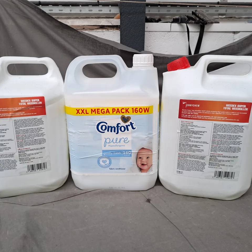 LOT OF 3 HOUSEHOLD LIQUIDS TO INCLUDE WEED KILLER AND COMFORT FABRIC SOFTENER