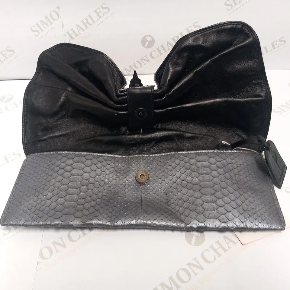 MASON DU POSH SILVER SHADE PYTHON CLUTCH BAG