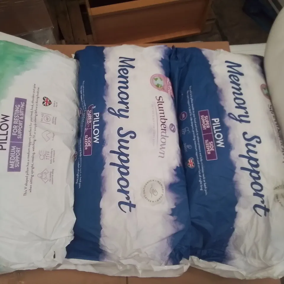 TWO LARGE BOXES OF ASSORTED BAGGED AND LOOSE PILLOWS 