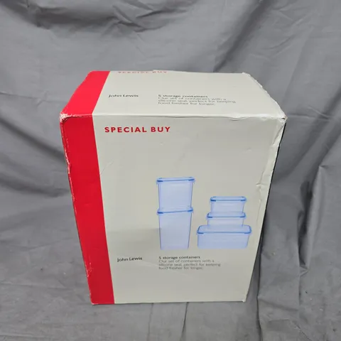 BOXED JOHN LEWIS 5 STORAGE CONTAINERS