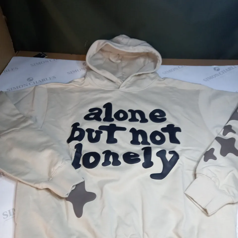 BROKEN PLANET SLOGAN BIEGE HOODIE SIZE L