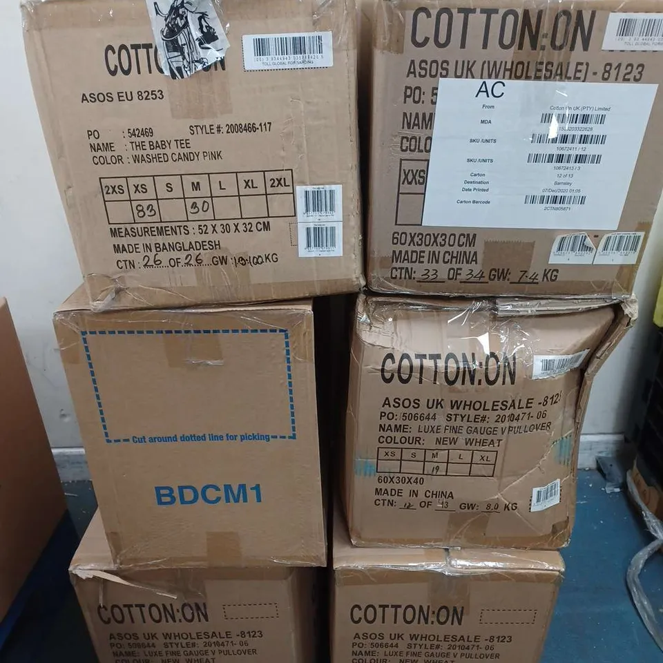 APPROXIMATELY 100 ASSORTED BRAND NEW CLOTHING ITEMS TO INCLUDE MULTI YARN CROPPED CARDI, LUXE FINE GAUGE V PULLOVERS, BABY TEE'S, ETC - COLLECTION ONLY