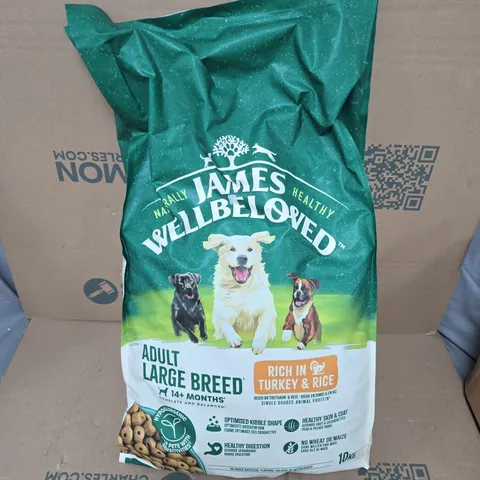 10KG JAMES WELLBELOVED LARGE BREED 1-7 YEARS ADULT DRY DOG FOOD TURKEY & RICE 