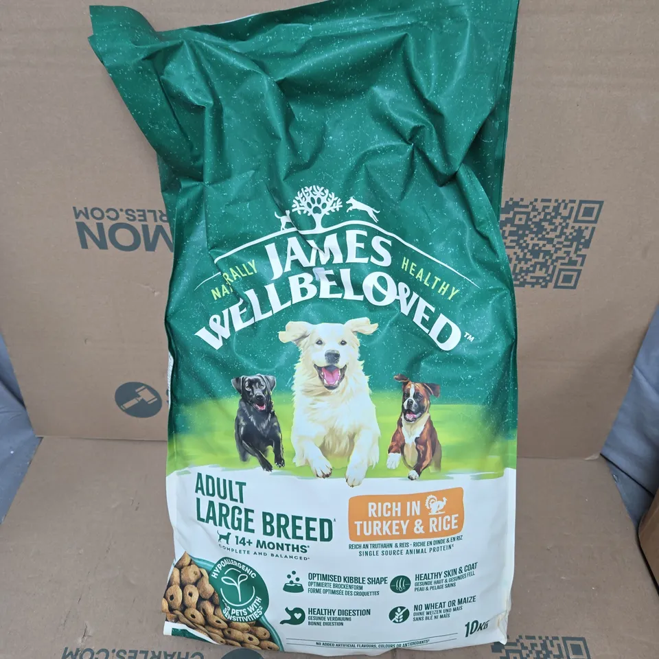 10KG JAMES WELLBELOVED LARGE BREED 1-7 YEARS ADULT DRY DOG FOOD TURKEY & RICE 