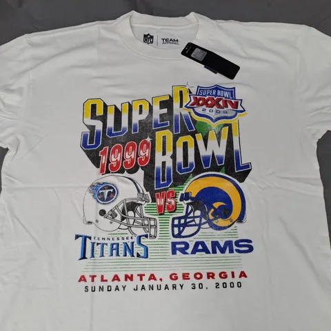 ABERCROMBIE & FITCH NFL SUPER BOWL T-SHIRT IN OFF-WHITE SIZE L