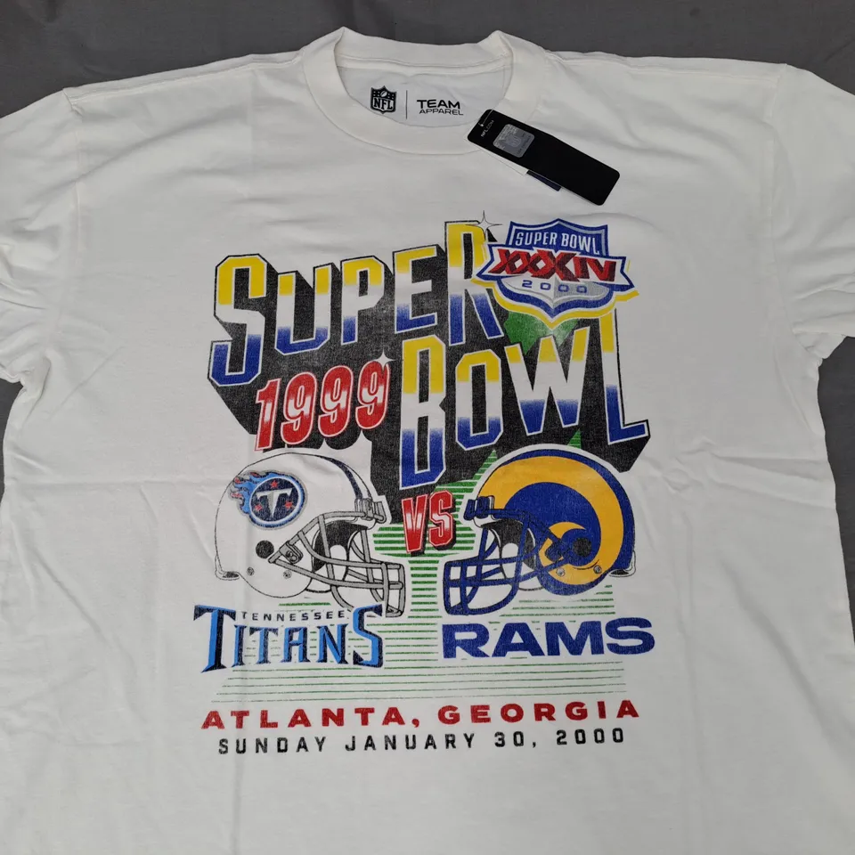 ABERCROMBIE & FITCH NFL SUPER BOWL T-SHIRT IN OFF-WHITE SIZE L
