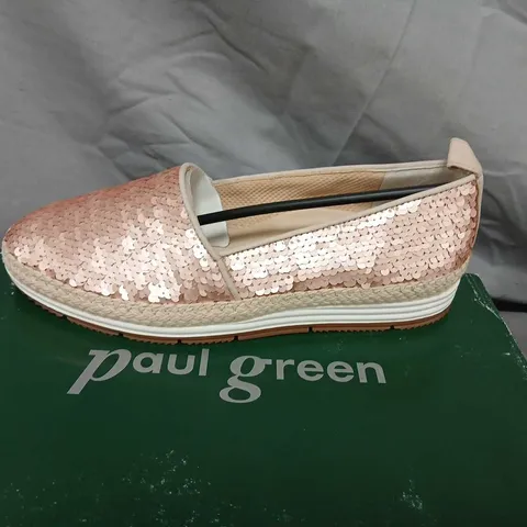 PAUL GREEN ROSE GOLD SEQUIN ESPADRILLE SLIP-ON SHOES β UK 3