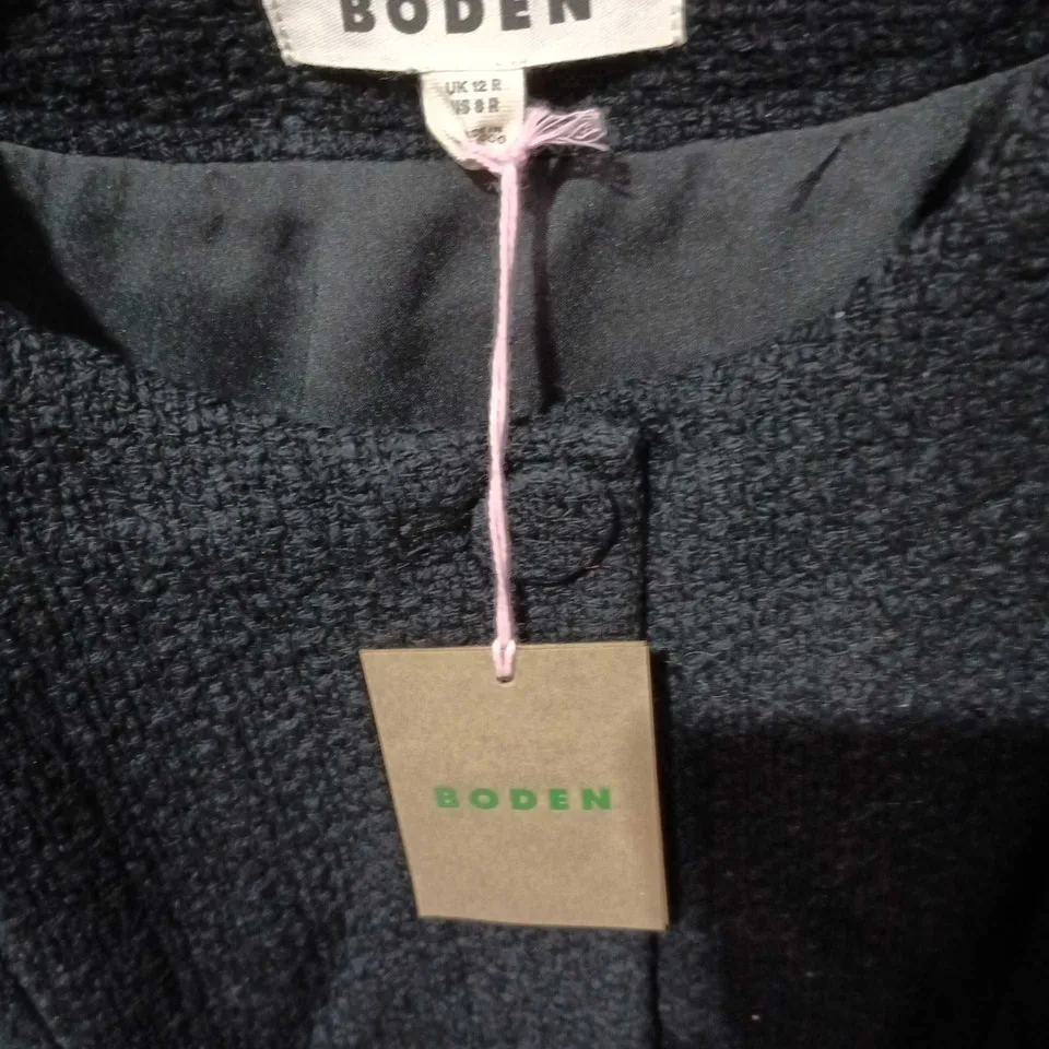 BODEN BLACK BOUCLÉ SLEEVELESS DRESS – UK 12R