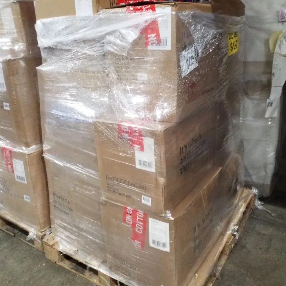 PALLET CONTAINING ASSORTED BRAND NEW CLOTHING INCLUDING OFF THE SHOULDER SWEATSHIRTS, JEANS, BIKINI TOPS & MADDIE CROSSBODY BAGS