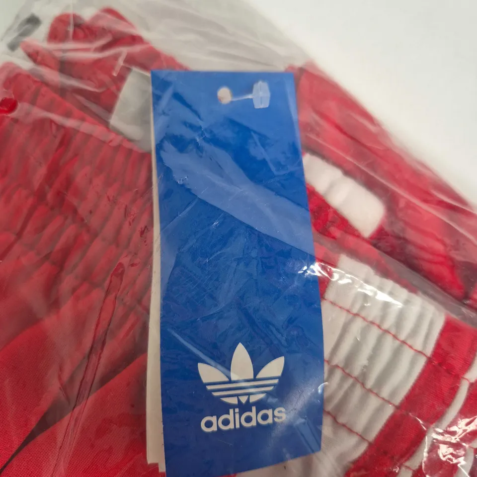 ADIDAS ADIBREAK PT PANTS – UK 2XS (USA 2XS), RED/WHITE STRIPES