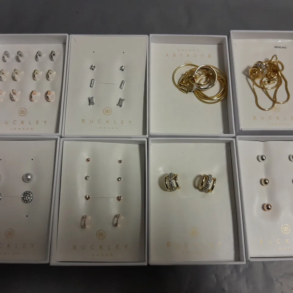 LOT OF 8 ASSORTED BOXED BUCKLEY LONDON JEWELLERY ITEMS