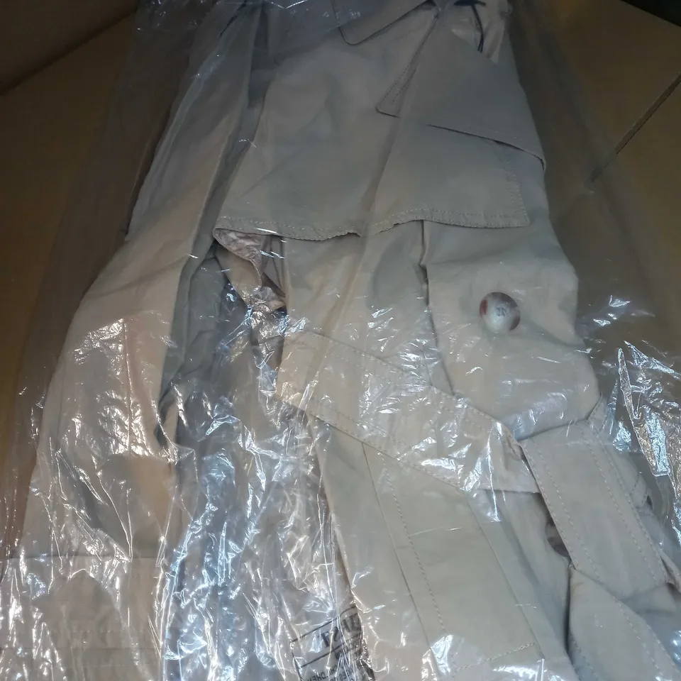 PACKAGED RIVER ISLAND BEIGE WINTER TRENCH COAT - SIZE 12