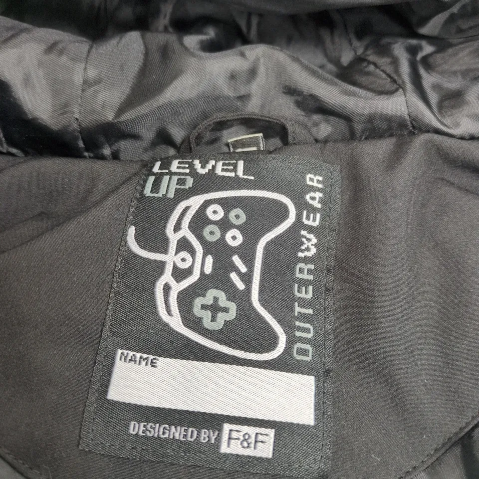 F&F LEVEL UP OUTERWEAR KIDS' HOODED JACKET, UK 9-10Y, BLACK