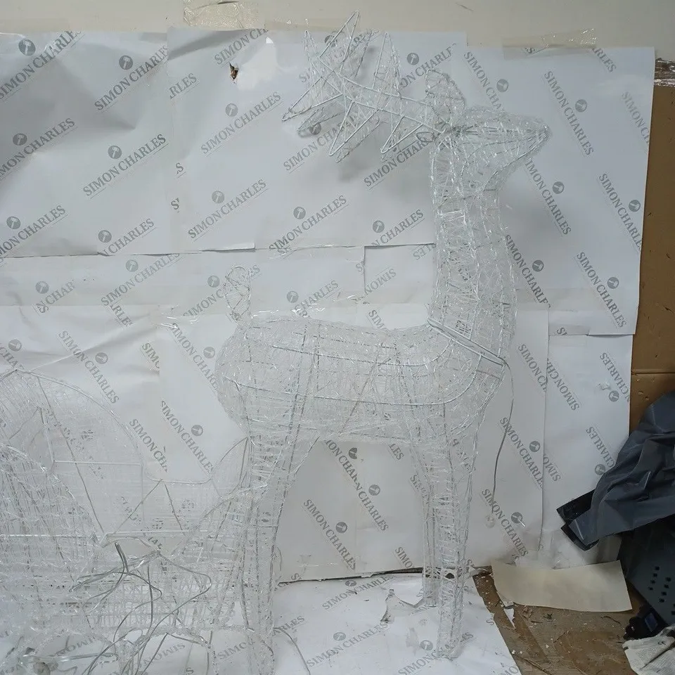 LARGE ACRYLIC REINDEER AND SLEIGH LIGHT UP OUTDOOR CHRISTMAS DECORATION RRP £129.99