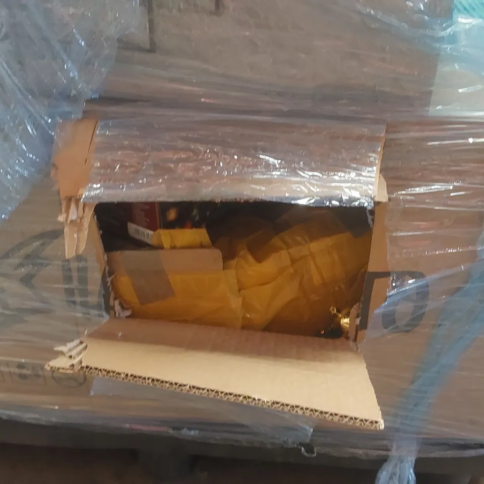 PALLET CONTAINING A VERY LARGE QUANTITY OF ASSORTED ITEMS INCLUDING: AIR COMPRESSOR, WALL SOCKET PARTS ECT