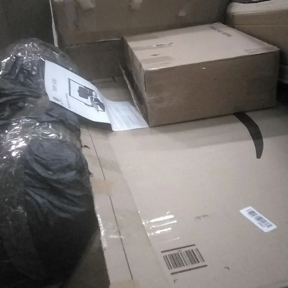 PALLET OF ASSORTED BOXED ITEMS INCLUDING, AUDIO TURN TABLE, GLIDE GEAR FURNITURE MOVER, REALWOOD SHOE RACK AND DEZONE SMALL GARDEN TABLE