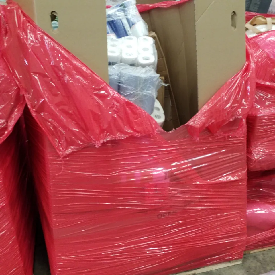 PALLET OF ASSORTED PRODUCTS INCLUDING CAR SEAT & STROLLER, HAND TOWELS, KITCHEN ROLL, VACUUM CLEANER