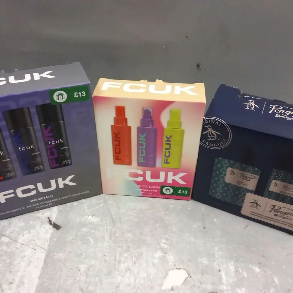 SIX ASSORTED GIFT SETS TO INCLUDE; PENGUIN AND FCUK