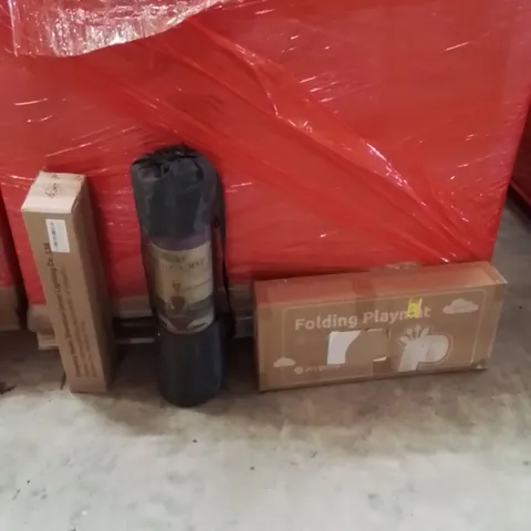 PALLET OF ASSORTED HOUSEHOLD GOODS AND PRODUCTS TO INCLUDE;LED MIRROR LIGHT,YOGA MAT,PLAYMAT
