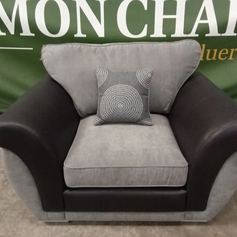 DANUBE FABRIC/FAUX LEATHER ARMCHAIR RRP £499