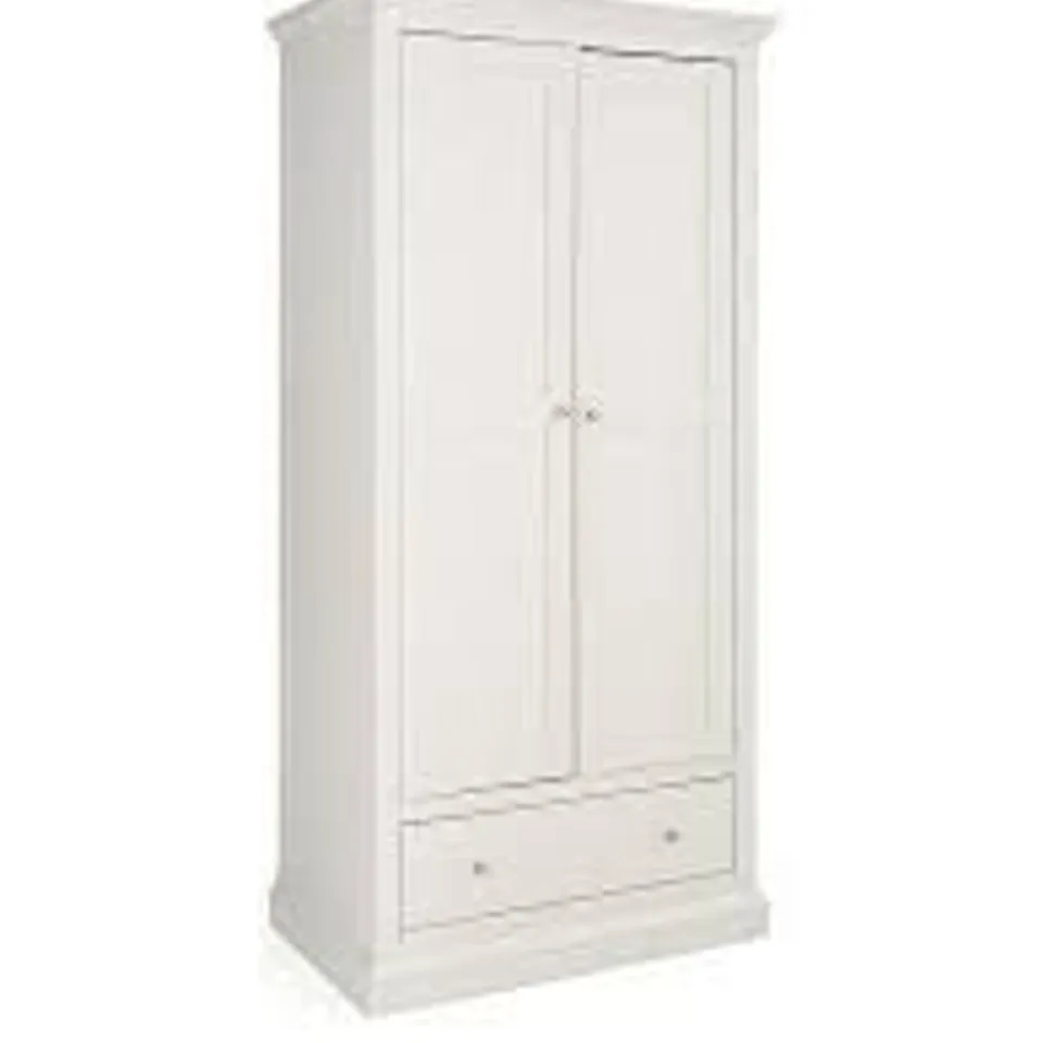BOXED HANNA 2 DOOR 1 DRAWER WARDROBE - WHITE (2 BOXES) RRP £229