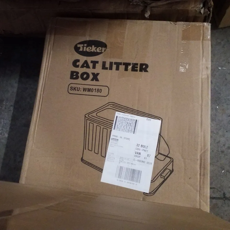 BOXED TIEKER CAT LITTER BOX - GREY
