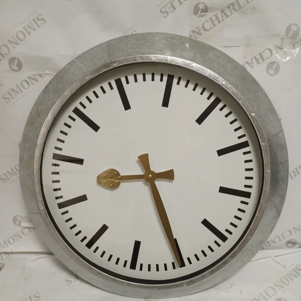 LARGE OUTDOOR GALVANISED STEEL CLOCK - WHITE FACE // COLLECTION ONLY 