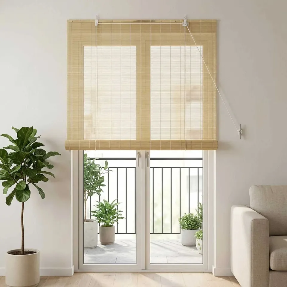 VIDAXL ROLLER BLIND NATURAL BAMBOO 110 X 220 CM