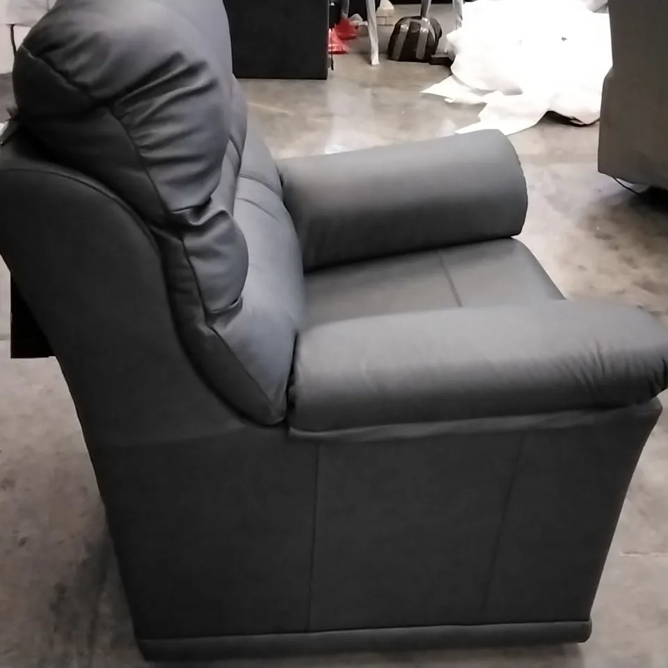 QUALITY BRITISH DESIGNER G PLAN MANUFACTURED MALVERN D CHAIR - CAMBRIDGE PETROL BLUE LEATHER