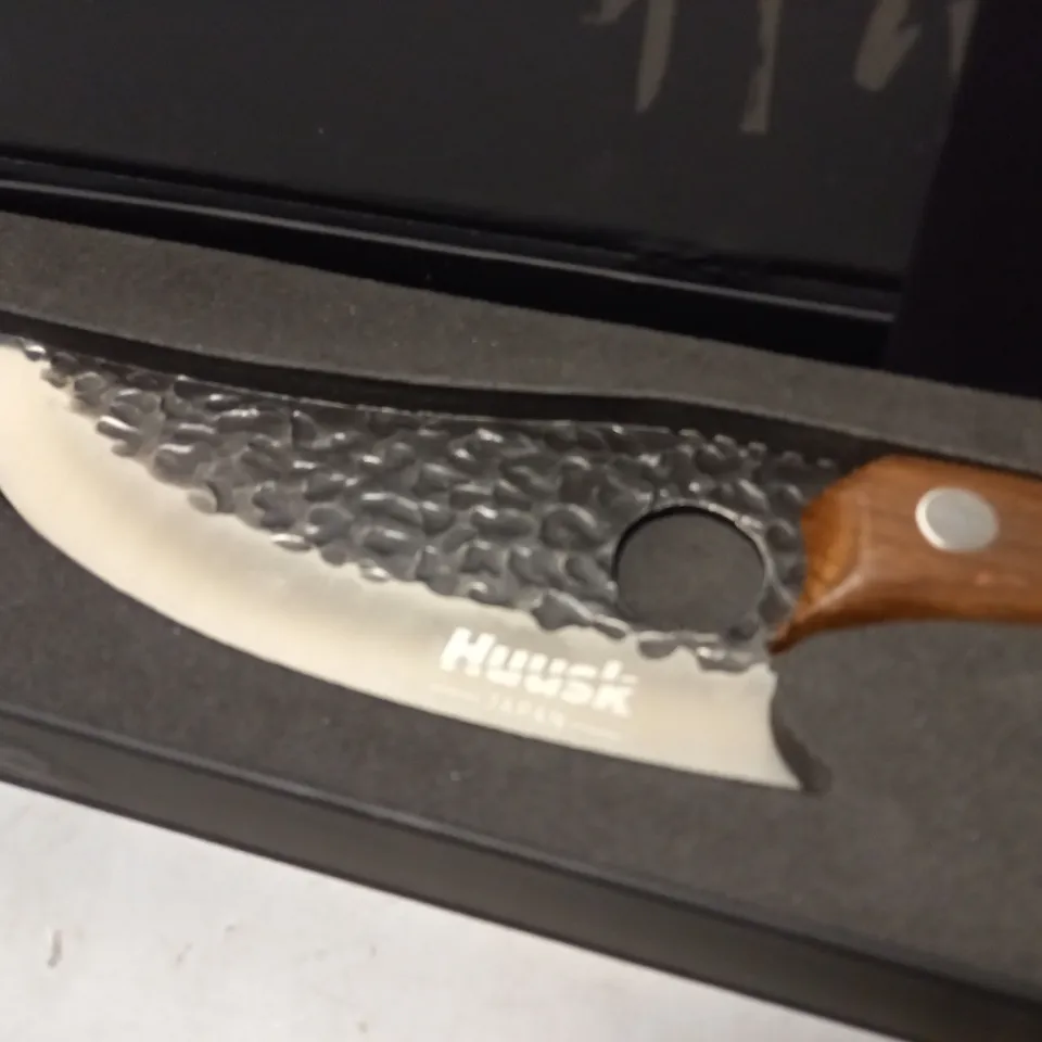 BOXED HUSK JAPAN 6.2" STAINLESS STEEL KNIFE WITH ROASTED BEECH WOOD HANDLE