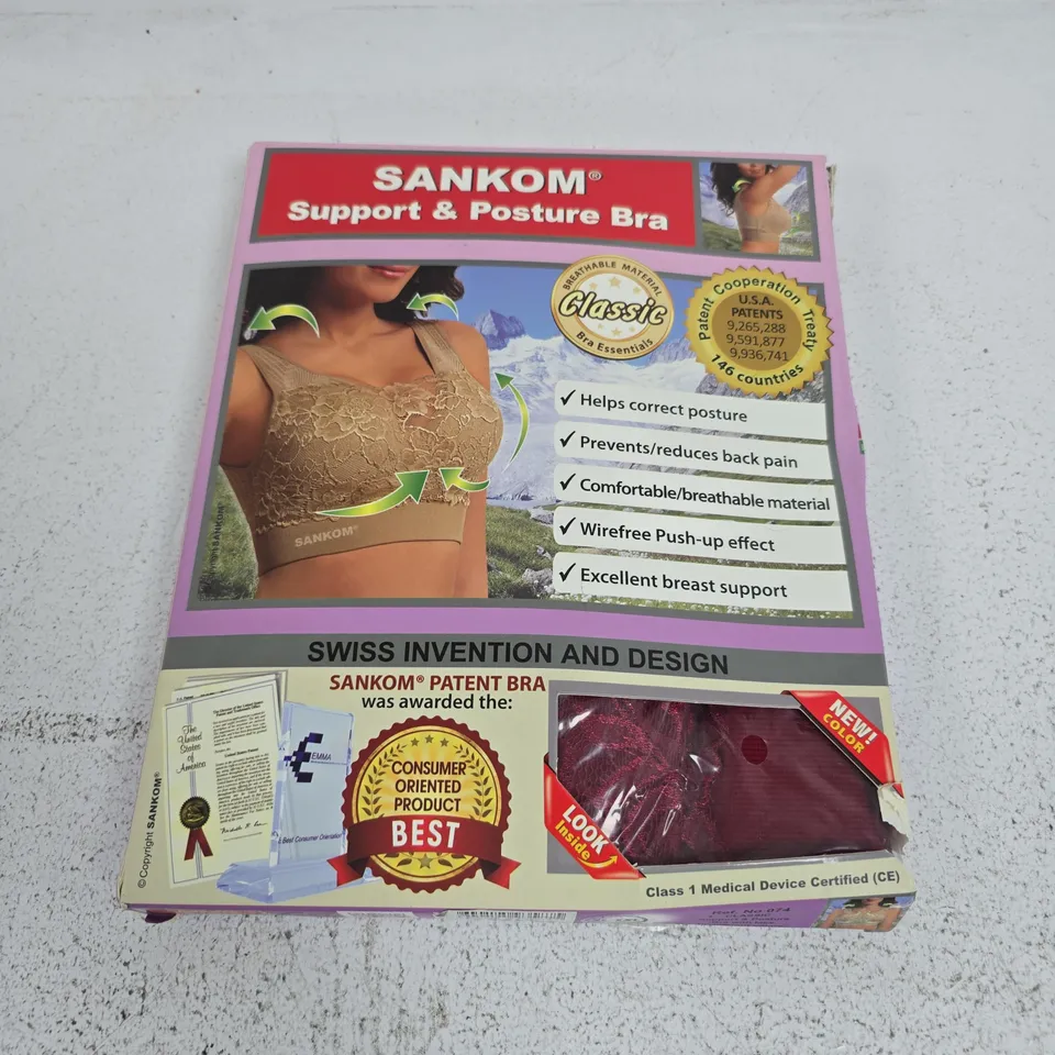 BOXED SANKOM SUPPORT & POSTURE BRA IN RED - XL-XXL