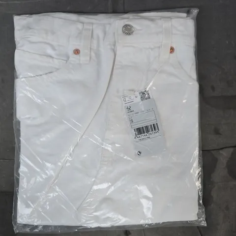 MANGO FALDA ELENA DENIM MINI SKIRT IN WHITE SIZE SMALL