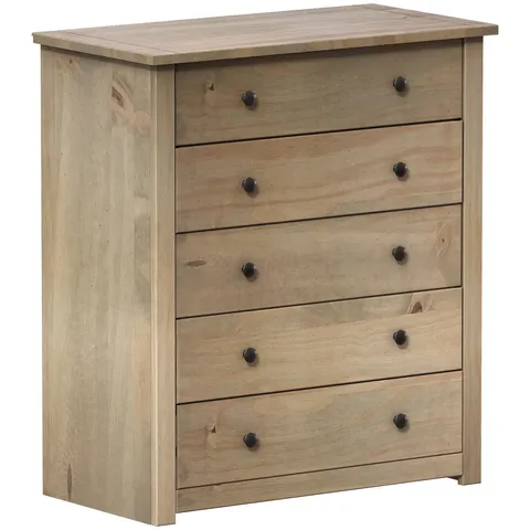 BOXED PANAMA 5 DRAWER CHEST - NATURAL WAX (1 BOX)