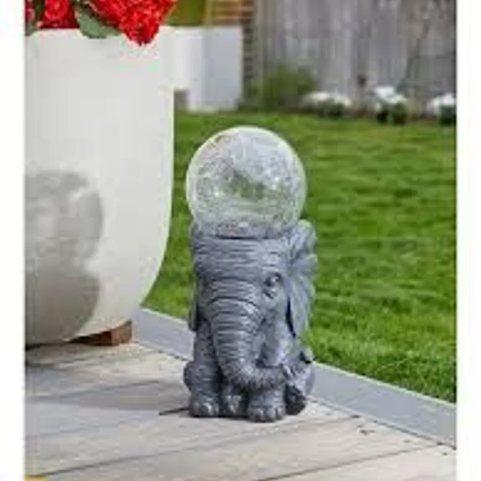 BOXED SMART SOLAR ELEPHANT ORB GARDEN DECORATION