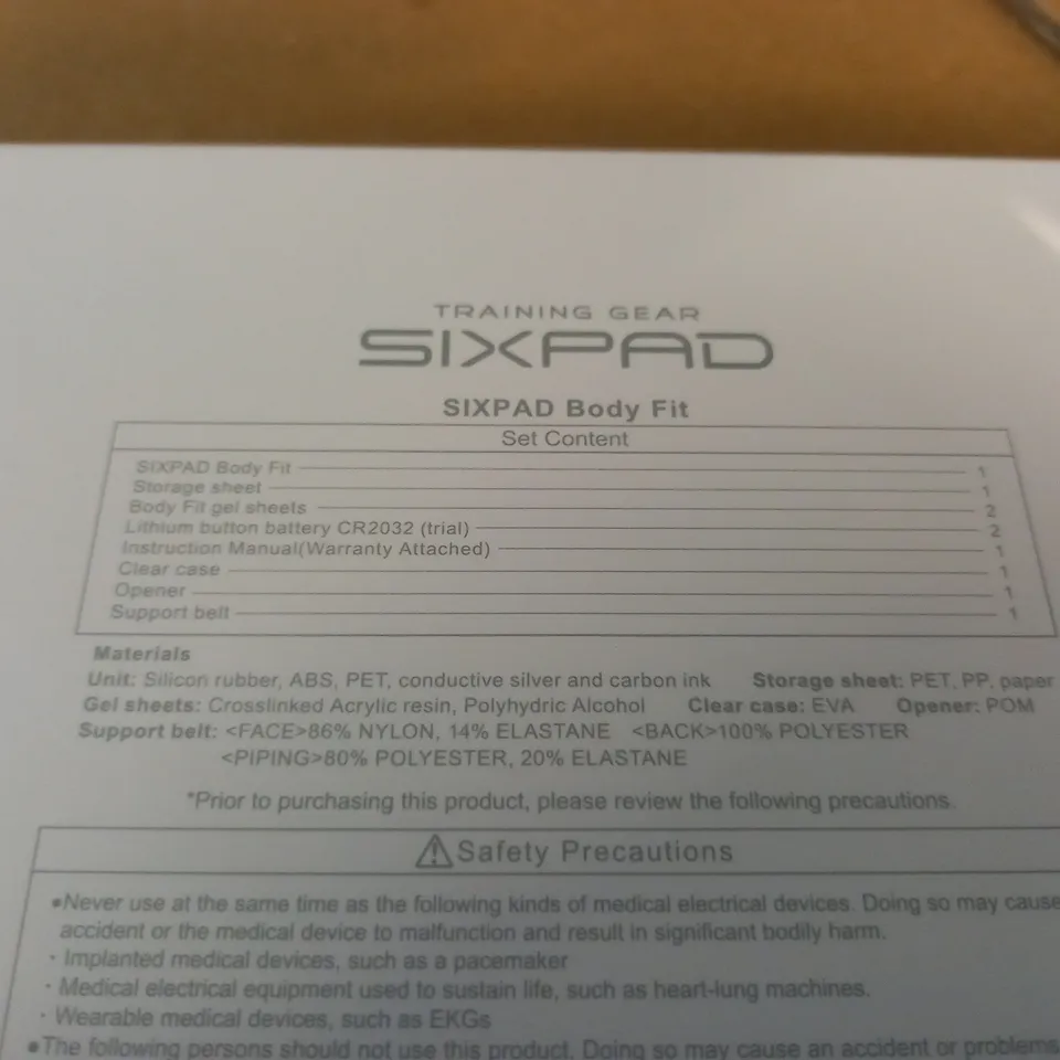 SEALED TRAINING GEAR SIXPAD BODY FIT 