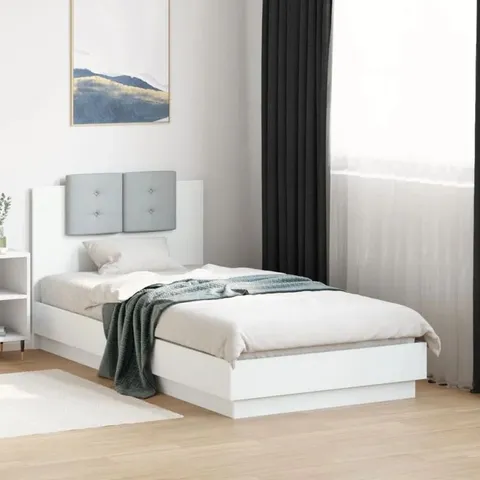BOXED LATITUDE RUN BED FRAME WITH HEADBOARD AND LED LIGHTS WHITE 75X190CM SMALL SINGLE (2 BOXES)