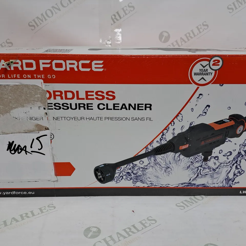 BOXED YARD FORCE CORDLESS PRESSURE CLEANER 