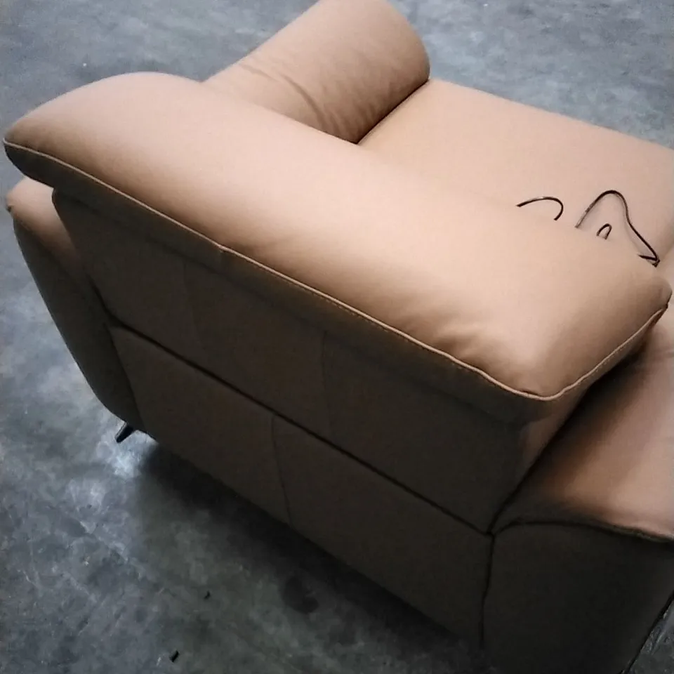 QUALITY ITALIAN DESIGNER POWER RECLINER ARMCHAIR IN RUST ORANGE LEATHER