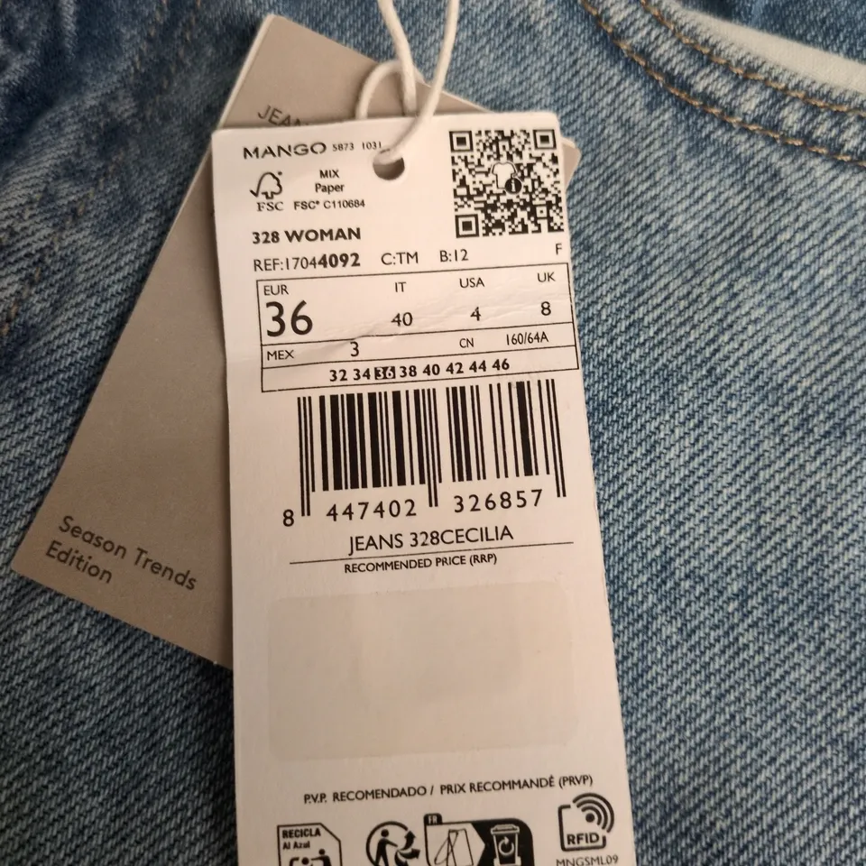 MANGO JEANS 328 CECILIA – WOMEN'S STRAIGHT HIGH-WAIST JEANS, EU36 (UK8)