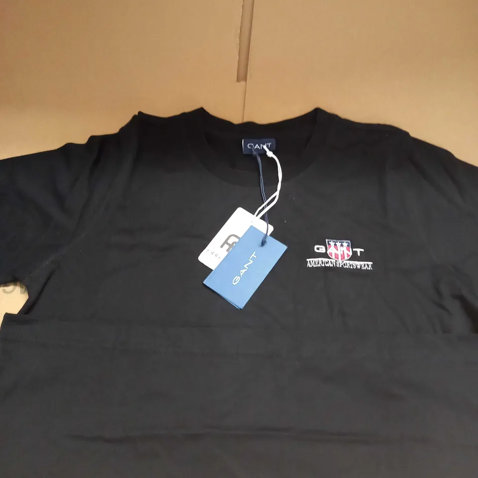 BLACK GANT LOGO STANDARD T-SHIRT SIZE S