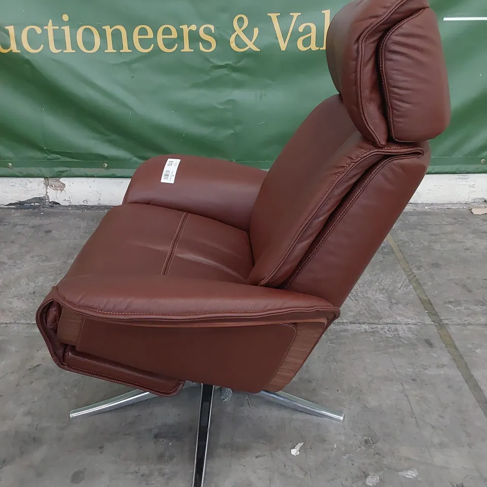 QUALITY BRITISH DESIGNER G PLAN OSLO POWER RECLINING CHAIR CAMBRIDGE CONKER LEATHER 