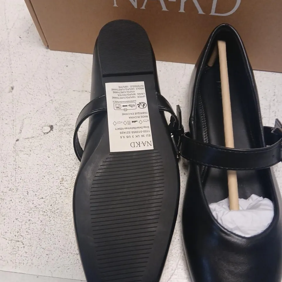 NA-KD STRAP DETAIL BALLERINAS, BLACK – UK 3.5 (EU 36)