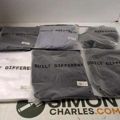 SET OF APPROXIMATELY 20 ASSORTED BUILT DIFFERENT T-SHIRTS/SHIRTS IN VARIOUS COLOURS AND SIZES