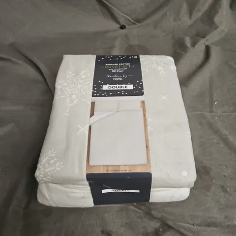 BRUSHED COTTON DUVET SET IN GREY SNOWFLAKE SIZE DOUBLE