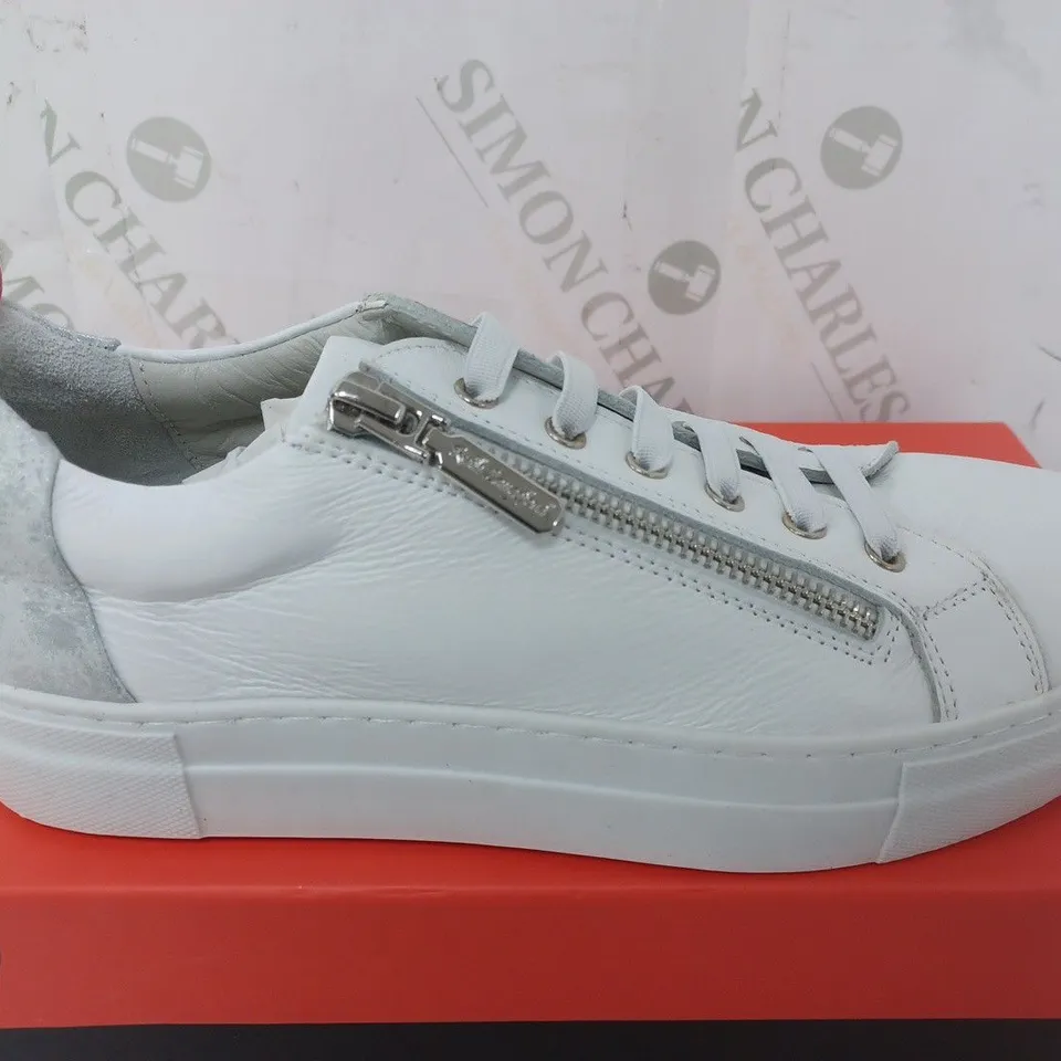RUTH LANGFORD ZIP TRAINER IN WHITE/PINK - SIZE 5