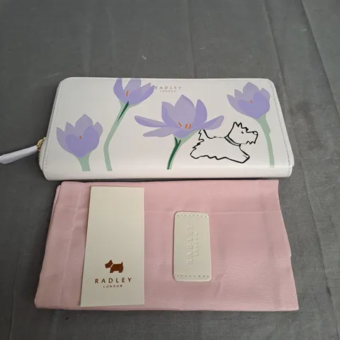 RADLEY LONDON SPRING BULBS LEATHER PURSE IN CHALK WITH PINK POUCH