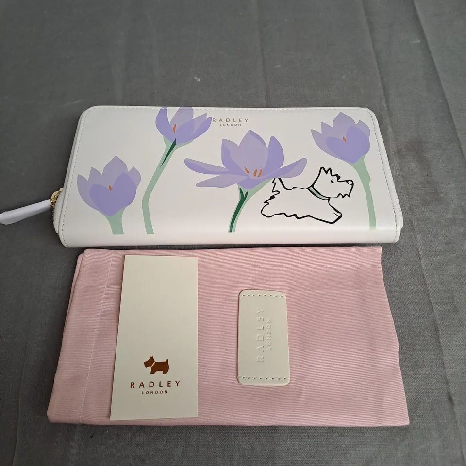 RADLEY LONDON SPRING BULBS LEATHER PURSE IN CHALK WITH PINK POUCH 