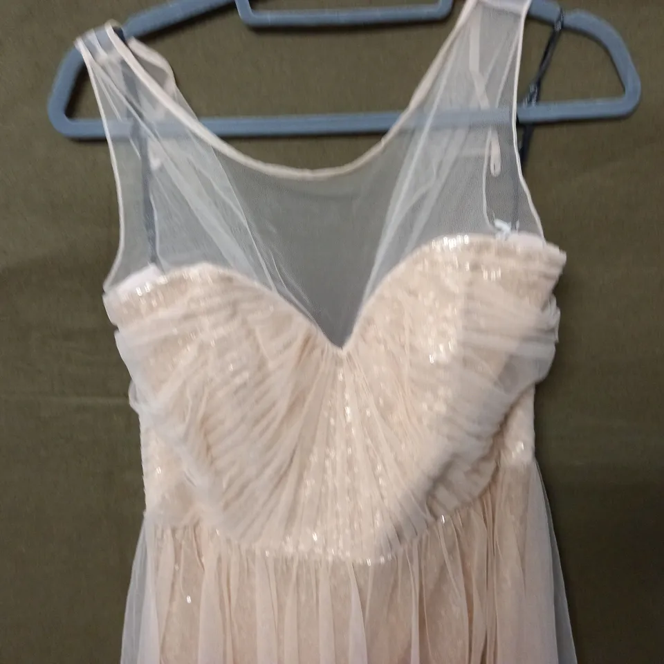 SORELLA VITA NET OVERLAY OCCASIONAL DRESS IN NUDE - 16