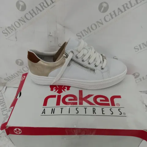 RIEKER SIDE ZIP TRAINER IN WHITE SIZE 6
