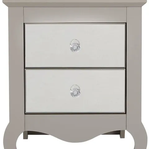 BRAND NEW BOXED SANDY MIRROR 2 DRAWER BEDSIDE CHEST 